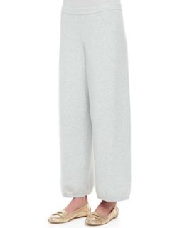 Womens Wide Leg Knit Pants   Joan Vass   Soft grey (0 (4))