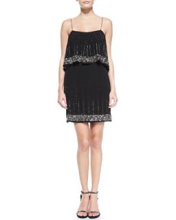 Womens Two Tiered Beaded Cocktail Dress   Phoebe Couture   Black multi (6)