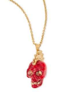 Plexi Punk Skull Pendant Necklace, Red/Golden   Alexander McQueen   Red/Gold
