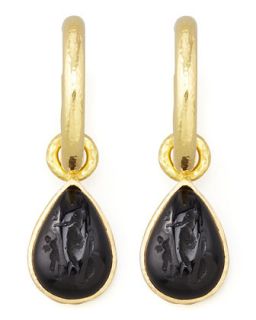 Black Intaglio 19k Gold Teardrop Earring Pendants   Elizabeth Locke   Gold (19k