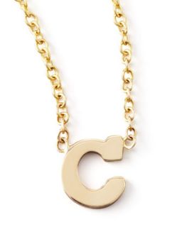 Gold Block Initial Necklace   Zoe Chicco   D