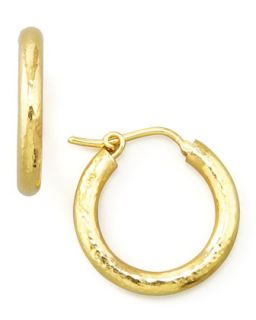 Small Hammered Gold Hoop Earrings, 3/4   Elizabeth Locke   Red
