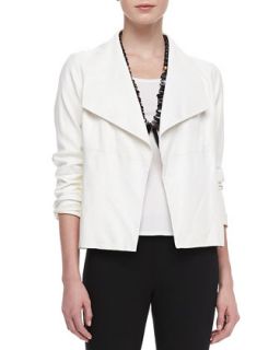 Womens Soft Leather Boxy Jacket   Eileen Fisher   White (LARGE (14/16))