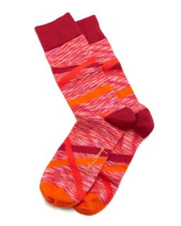 Crisscross Space Dye Mens Socks, Red   Arthur George by Robert Kardashian   Red