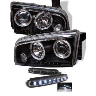 Dodge Charger ( Non HID ) Halo LED ( Replaceable LEDs ) Black Projector Headlights Automotive