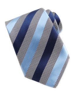 Mens Woven Alternating Satin Striped Tie, Blue   Ermenegildo Zegna   Blue