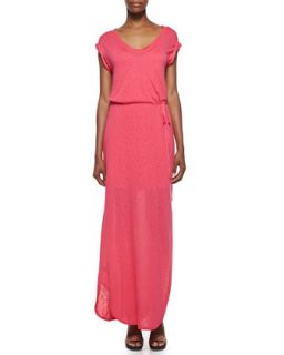 Womens V Neck Tie Front Maxi Dress, Flamingo Pink   Splendid   Pink (MEDIUM)