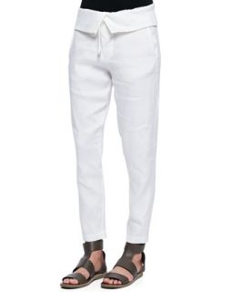Womens Fold Over Waist Ankle Trousers   Vince   White (10)