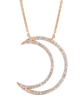18k Rose Gold Large Moon Diamond Pendant Necklace   A Link   Gold (18k ,LARGE )