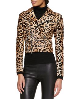 Womens Roxana Leopard Print Moto Jacket   Ralph Lauren Black Label   Multi