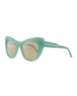 Thick Plastic Cat Eye Sunglasses, Blue   Stella McCartney   Blue