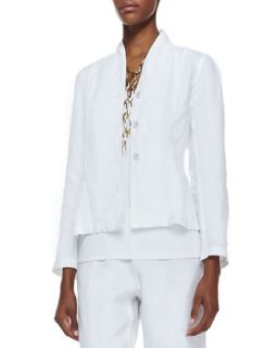 Long Sleeve Linen Jacket, Womens   Eileen Fisher   White (2X (18/20))