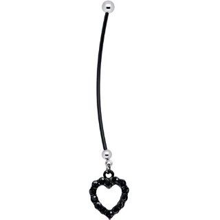 Black Heart Outline Rhinestone Pregnant Belly Ring Jewelry
