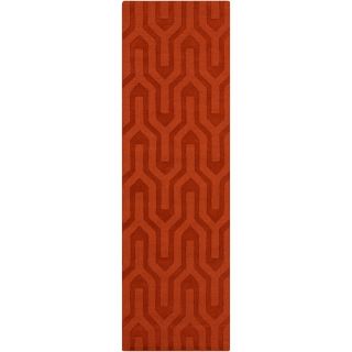 Hand Loomed Lille Solid Tone on tone Geometric Wool Area Rug (26 X 8)