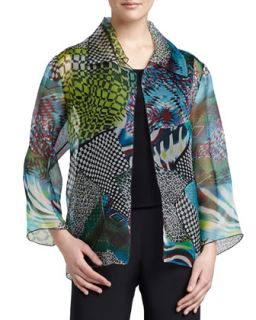 Womens Patchwork Easy Shirt/Jacket   Caroline Rose   Multi/Black (X LARGE (16))