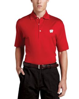 Mens Wisconsin Gameday College Shirt Polo, Red   Peter Millar   Red (SMALL)