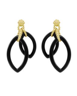 18k Black Agate Marquise Cluster Earrings   Lagos   Black (18k )