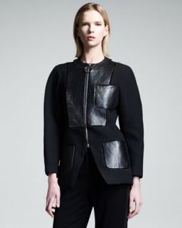 Womens Leather Panel Zip Jacket   Alexander Wang   Onyx (2)