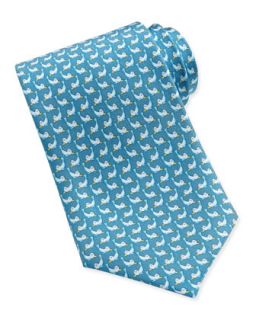 Mens Seal Print Woven Tie, Aqua   Ferragamo   Aqua