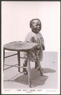 Negro toddler crying "Him Well Cross, Sah" Jamaica RPPC ca 1920s Entertainment Collectibles