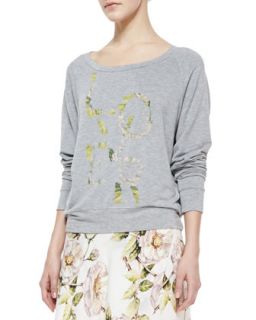 Womens Lover Print Jersey Sweatshirt   Haute Hippie   Lt heather grey (SMALL)