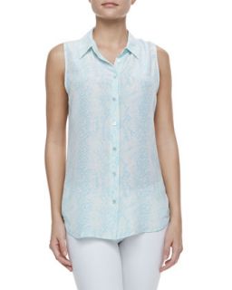 Womens Colleen Snake Print Silk Sleeveless Shirt   Equipment   Blue/Green