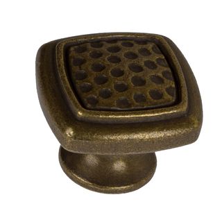 Gliderite 1.125 inch Antique Brass Rounded Square Dimpled Cabinet Knobs (pack Of 10)