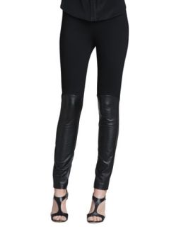 Womens Leggings with Leather Front   DKNY   Black/Black (MEDIUM)