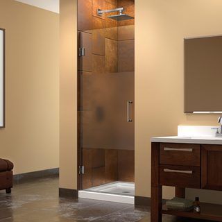 Dreamline Unidoor 26 In. W X 72 In. H Frameless Hinged Shower Door, Half Frosted Glass