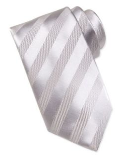 Mens Textured Stripe Silk Tie, Silver   Brioni   Silver