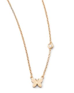 Butterfly Bezel Diamond Pendant Necklace   SHY by Sydney Evan   Gold
