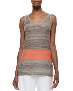 Serape Stripe Knit Tank, Womens   Joan Vass   Linen combo (3X (22/24W))