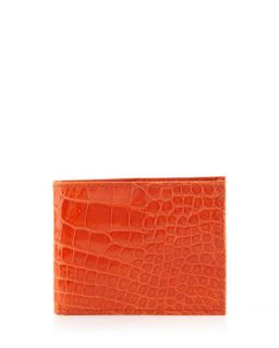 Mens Alligator Bi Fold Wallet, Orange   Orange