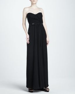 Womens Mousseline Strapless Gown, Black   J. Mendel   Black (8)
