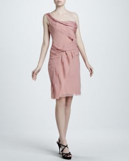 Womens Draped One Shoulder Dress, Muted Pink   J. Mendel   Muted pink (8)