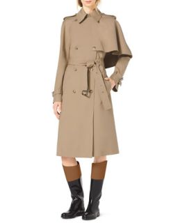 Womens Cape Side Stretch Cotton Trenchcoat   Michael Kors   Fawn (6)
