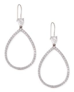 Open Pave Cubic Zirconia Pear Earrings   Fantasia by DeSerio   Silver