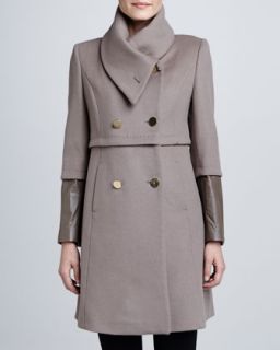 Womens Maddison Leather Cuff Coat   Elie Tahari   Mink (taupe) (10)