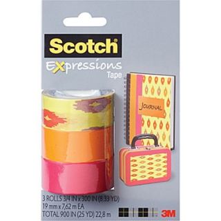 Scotch Expressions Tape, Sherbet, Orange, Salmon, Removable, 3/4 x 300, 3/Pack