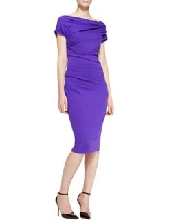 Womens Cap Sleeve Ruched Dress, Purple   Escada   Purple (36)