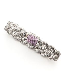Lava Small Braided Bracelet, Pink Sapphire   John Hardy   Silver
