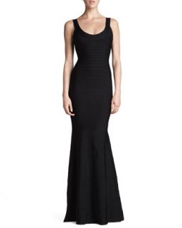Womens Scoop Neck Bandage Mermaid Gown   Herve Leger   Black (SMALL)