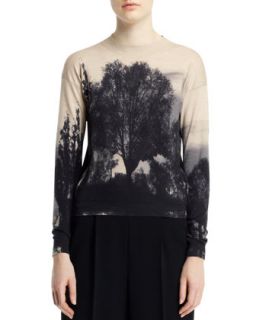 Womens Landscape Print Sweater, Black/White   Stella McCartney   Black/White