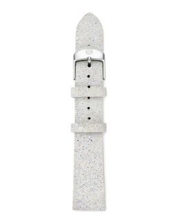 16mm Crystal Covered Leather Strap, White   MICHELE   White (16mm ,6mm )