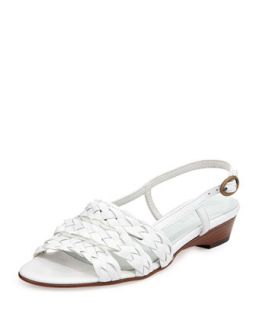 Ginny Woven Leather Slingback Sandal, White   Sesto Meucci   White (39.5C/9.5C)
