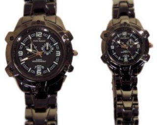 Charles Raymond His & Hers Designer Watches Gunmetal Bracelet with Black Face Watch Set Watches