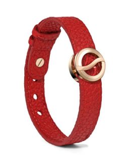 Leather Horizon Bracelet, Red/Rose Golden   Philip Stein   Red/Rose gold