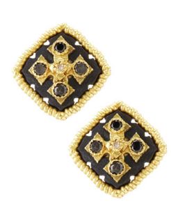 Midnight Square Button Earrings   Armenta   Gold