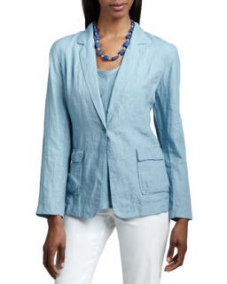 Womens Linen One Button Jacket   Eileen Fisher   Bayberry(lt blue) (SMALL