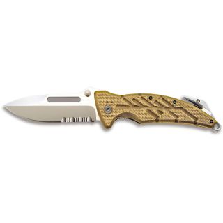Ontario Knife Co XR 1 Folder Serrated Knife   Desert Tan (108762)